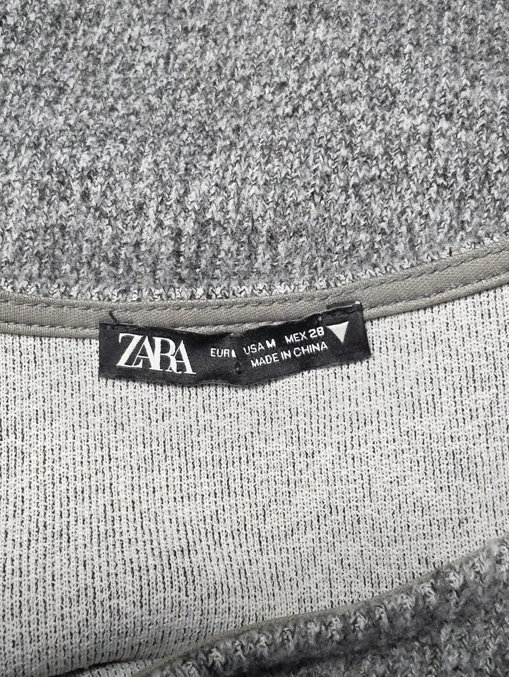Zara Gray Cropped Gray Sweater Top with Rhinstone Front Hem Size Medium